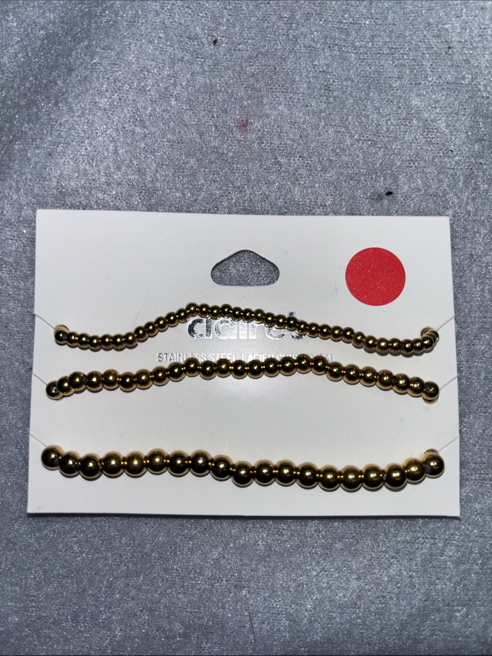 Claire's Gold Stainless Steel 3 Three Beaded Bracelet Set